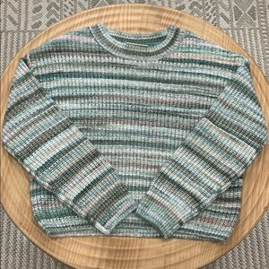 78&Sunny Cozy Striped Green Sweater